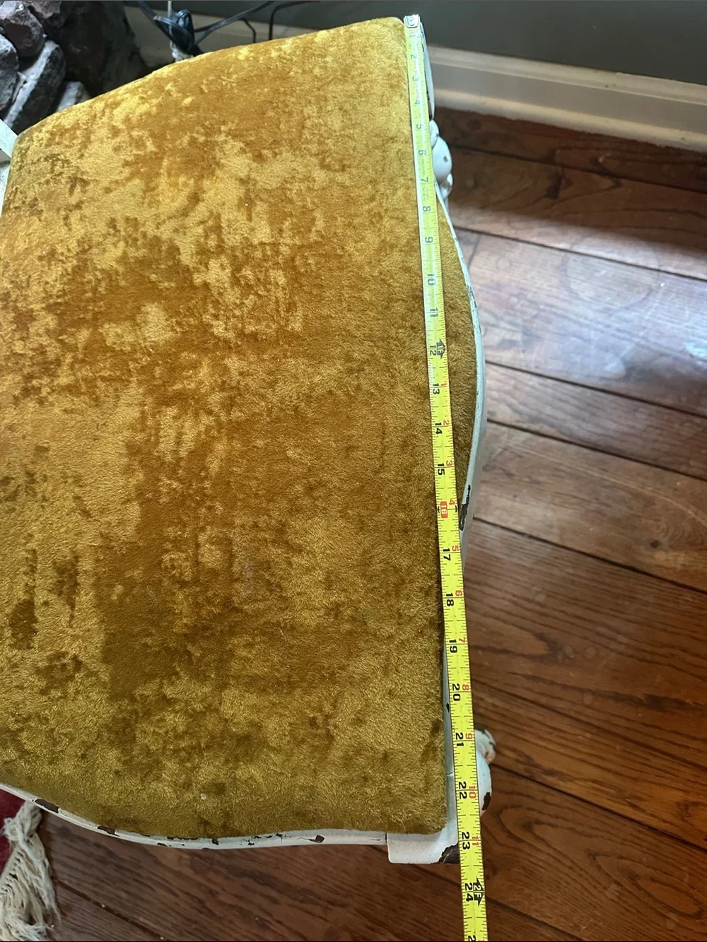 Velvet Accent Bench BRUMBY CHAIRS with Distressed White Frame
